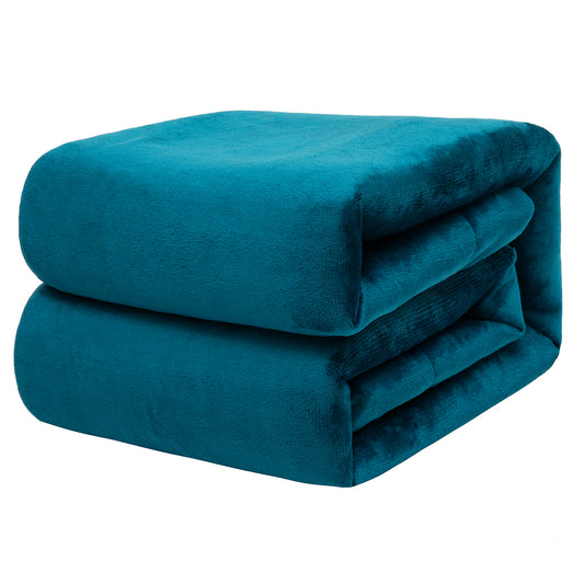 RONGTAI Cyan Sherpa Fleece Blanket for Sofa Bed