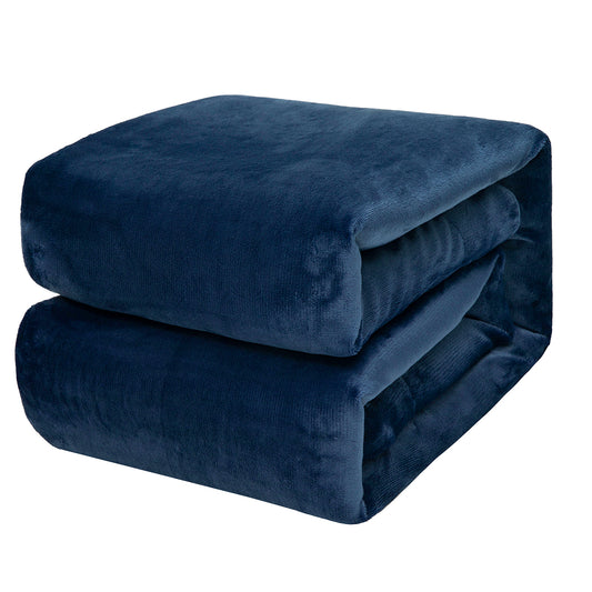 RONGTAI Navy Sherpa Fleece Blanket for Sofa Bed