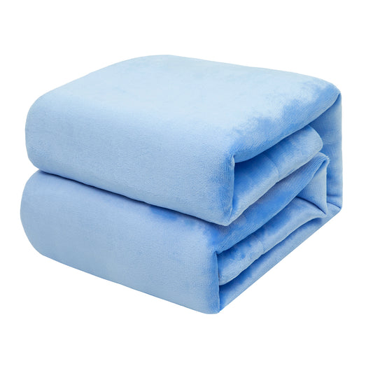 RONGTAI Blue Sherpa Fleece Blanket for Sofa Bed