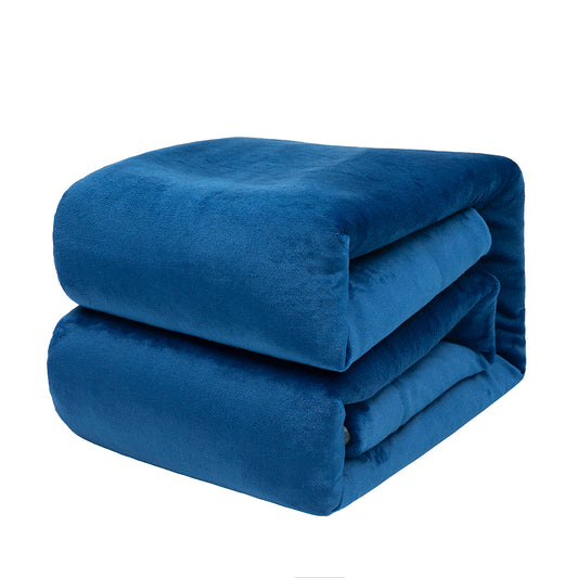 RONGTAI Sea Blue Sherpa Fleece Blanket for Sofa Bed