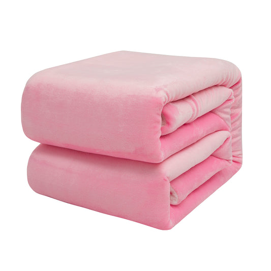 RONGTAI Pink Sherpa Fleece Blanket for Sofa Bed