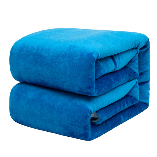 RONGTAI Dark Blue Sherpa Fleece Blanket for Sofa Bed