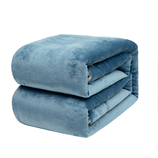 RONGTAI Haze Blue Sherpa Fleece Blanket for Sofa Bed