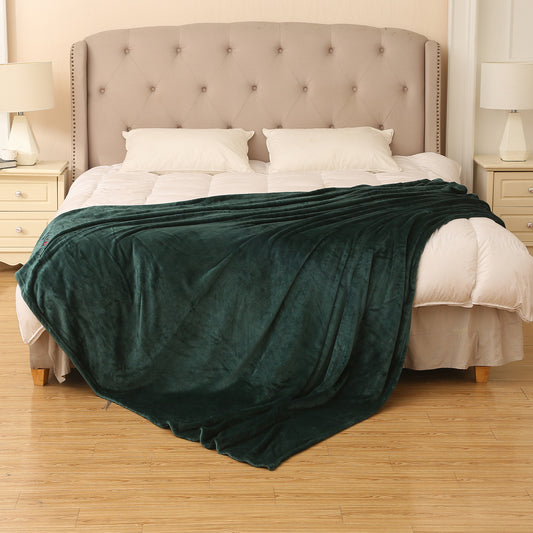 RONGTAI Oil Green Fleece Throw Blanket for Sofa Bed