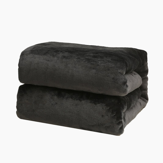 RONGTAI Dark Gray Fleece Throw Blanket for Sofa Bed