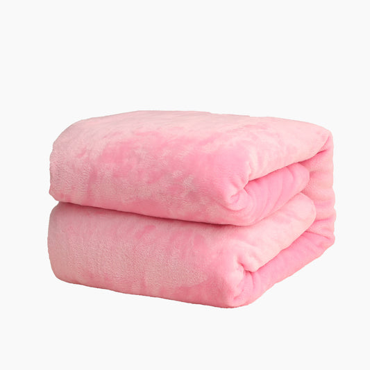RONGTAI Pink Fleece Throw Blanket for Sofa Bed