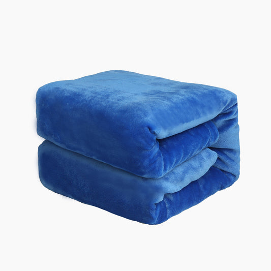 RONGTAI Dark Blue Fleece Throw Blanket for Sofa Bed