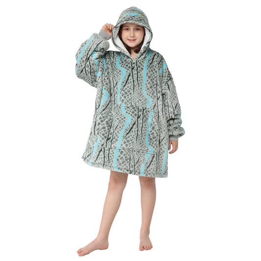 RONGTAI Snake embroidery Kid Oversized Wearable Blanket with Pockets Blanket Hoodie