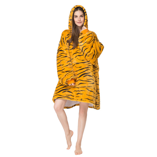 RONGTAI Tiger Oversized Wearable Blankets with Pockets Blanket Hoodie