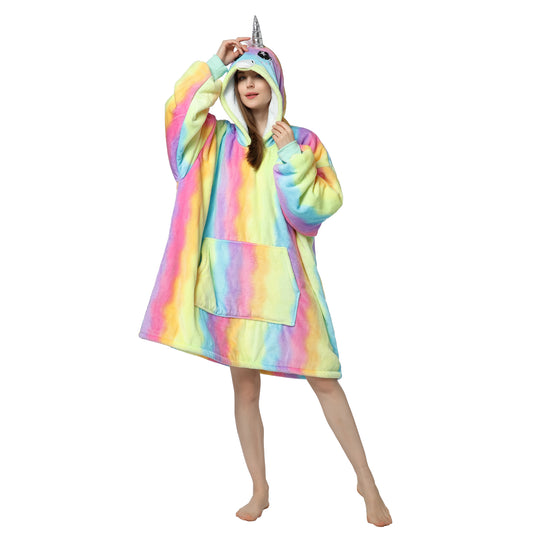 RONGTAI Technicolor embroidery Oversized Wearable Blankets with Pockets Blanket Hoodie