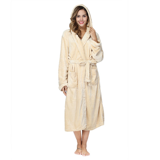 RONGTAI Yellow Fleece Womens Robe Bathrobes with Hood